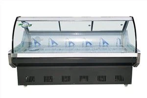 ثلاجة عرض اللحوم ذات التبريد المباشر على شكل قوس زجاجي