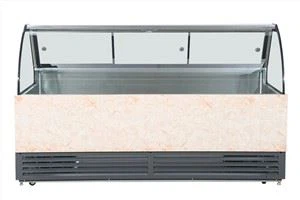 ثلاجة زجاجية منحنية بتبريد ثابت